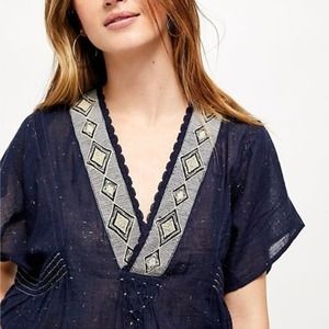 Free People Like A Breeze Pullover Boho Embroidery